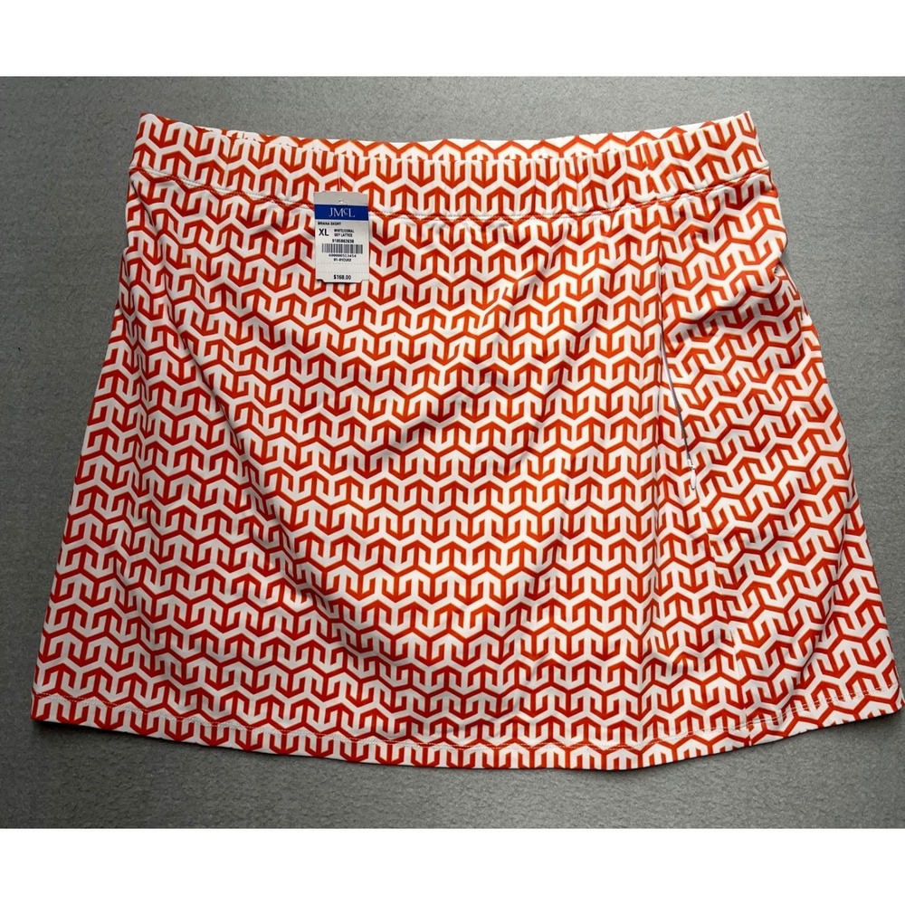 J.McLaughlin Briana Skort XL White Coral Sky Lattice Geometric Golf Tennis NEW